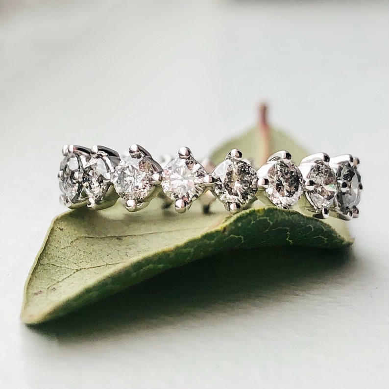 Salt and Pepper Gray Diamond Eternity Band 14k White Ready to Etsy