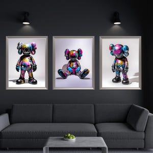 Kaws, kaws figure, kaws wall art, kaws poster, kaws poster set of 3, hypebeast decor, hypebeast posters, graffiti, digital download, #072