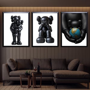 KAWS Poster Set of 3, Kaws, Printables Minimalist Hypebeast Kaws Figure Poster, Kaws Poster Print, Kaws Wall Art, Digital Download #095