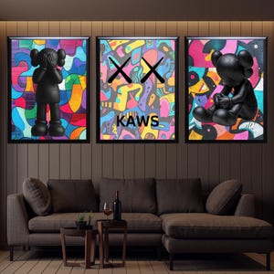Kaws, kaws figure, kaws wall art, kaws poster, kaws poster set of 3, hypebeast decor, hypebeast posters, graffiti, digital download, #075