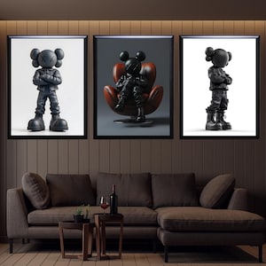 Kaws Poster Set of 3, Kaws Figure | Kaws, 3 Piece Wall Art Kaws Poster Set of 3, Kaws Figure | Kaws, 3 Piece Wall Art