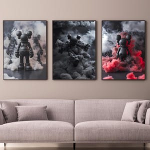 Kaws, figuur Kaws, Kaws-muurkunst, Kaws-poster, Kaws-posterset van 3, hypebeast-decor, hypebeast-posters, wallart e, kunstzinnig muurdecor, #054