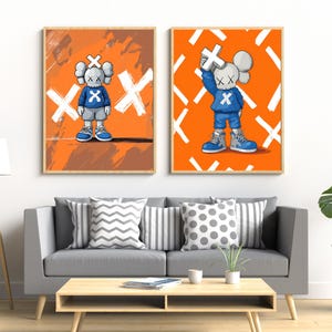 Kaws, kaws figure, kaws wall art, kaws poster, kaws poster set of 2, hypebeast decor, hypebeast posters, graffiti, digital download, #079