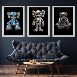 Kaws, figura de Kaws, arte mural de Kaws, póster de Kaws, juego de 3 pósteres de Kaws, decoración de Hypebeast, pósteres de Hypebeast, arte mural, descarga digital, n.° 097