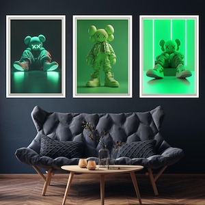 Kaws, figuur Kaws, Kaws-muurkunst, Kaws-poster, Kaws-posterset van 3, hypebeast-decor, hypebeast-posters, wallart e, kunstzinnig muurdecor, #061