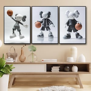 Kaws, kaws figure, kaws wall art, kaws poster, kaws poster set of 3, hypebeast decor, hypebeast posters, basketball, wall-artful decor, #058