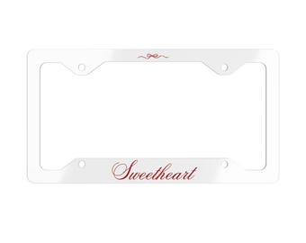 Sweetheart Metal License Plate Frame | Coquette Car Accessories | White Car Accessories | Cute Car Decor