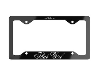 That Girl Metal License Plate Frame | Coquette Car Accessories | Black Car Accessories | Aesthetic License Plate Frame | Cute Car Decor