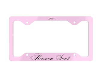 Heaven Sent Metal License Plate Frame | Coquette Car Accessories | Pink Car Accessories | Aesthetic License Plate Frame | Cute Car Decor
