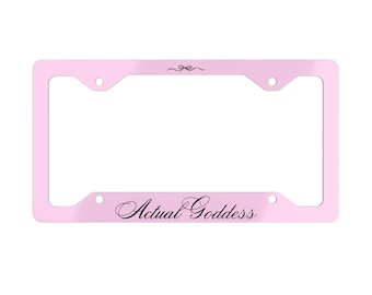 Actual Goddess Metal License Plate Frame | Coquette Car Accessories | Pink Car Accessories | Aesthetic License Plate Frame | Cute Car Decor