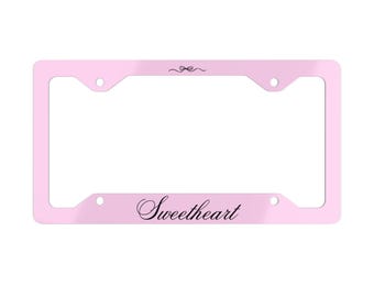 Sweetheart Metal License Plate Frame | Coquette Car Accessories | Pink Car Accessories | Aesthetic License Plate Frame | Cute Car Decor
