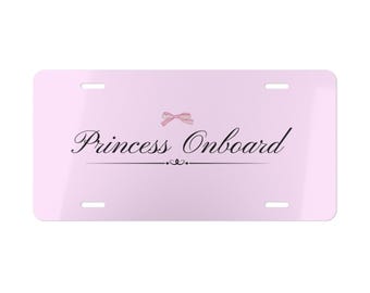 Princess White/Pink License Plate Frame – Cute Car Tag Holder For Women