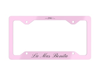 La Mas Bonita Metal License Plate Frame | Coquette Car Accessories | Pink Car Accessories | Aesthetic License Plate Frame | Cute Car Decor