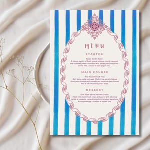 Indisches Bridgerton Menü | Nachmittagstee-Menükarte | High Chai | Benutzerdefiniertes Menü | Sofortiger anpassbarer digitaler Download