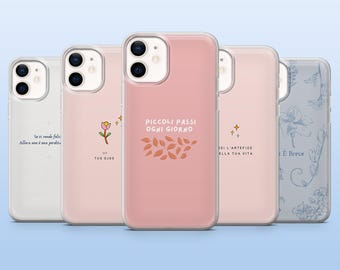 Funda para teléfono con frase en italiano "Amore Cover" para iPhone 16 Pro, 15, 14, 13, 12, Samsung S25+, S23Fe, S24, S22, A16, A55, Pixel 9Pro, 8