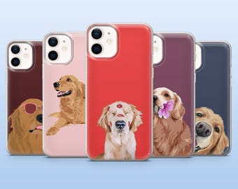 Golden Retriever Phone Case Cute Dog Puppy Cover for iPhone 17Pro, 16, 15, 14, 13, Samsung S25, S24, S23Fe, S22, A16, A26, A56, Pixel 10, 9