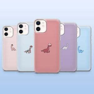 Dinosaur Phone Case Minimalist Cute Dino Cover for iPhone 16 Pro, 15, 14, 13, 12, Samsung S25, S24Fe, S23, S22, A16, A55, Pixel 9 Pro, 8 A