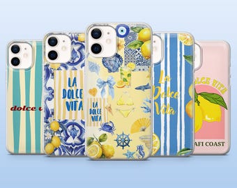 La Dolce Vita Phone Case Amalfi Italy Cover for iPhone 16 Pro, 15, 14, 13, 12, Samsung S25+, S23Fe, S24, S22, A16, A55, Pixel 9 Pro, 8A