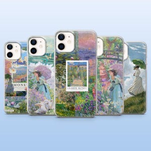 Claude Monet Phone Case Monet Art Famous Art Cover for iPhone 16 Pro, 15, 14, 13, 12, Samsung S25, S23Fe, S24, S22, A16, A55, Pixel 9Pro, 8A