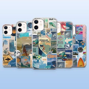 Vintage Surf Mobilskal Ocean Surfing Fodral för iPhone 17Pro, 16, 15, 14, 13, 12, Samsung S25, S24, S23Fe, S22, A16, A26, A56, Pixel 10, 9Pro