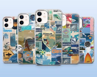 Vintage Surf Phone Case Ocean Surfing Cover for iPhone 17Pro, 16, 15, 14, 13, 12, Samsung S25, S24, S23Fe, S22, A16, A26, A56,Pixel 10, 9Pro