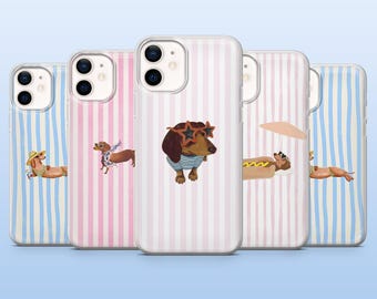 Weiner Dog Phone Case Cute Dog Dachshund for iPhone 17Pro, 16, 15, 14, 13, 12, Samsung S25, S24, S23Fe, S22, A16, A26, A56, Pixel 10, 9Pro