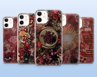 Dark Red Phone Case Burgundy Aesthetic Cover for iPhone 17Pro, 16, 15, 14, 13, 12, Samsung S25, S24, S23Fe, S22, A16, A26, A56, Pixel 10, 9