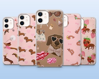 Weiner Dog Phone Case Dachshund Cute Dog Cover for iPhone 17Pro, 16, 15, 14, 13, 12, Samsung S25, S24, S23, S22, A16, A26, A56, Pixel 10, 9