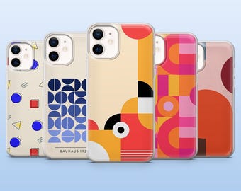 Funda para teléfono estilo Bauhaus con diseño abstracto de arte moderno para iPhone 17, 16, 15, 14, 13, 12, Samsung S25, S24, S23, S22, A16, A26, A56, Pixel 10, 9A