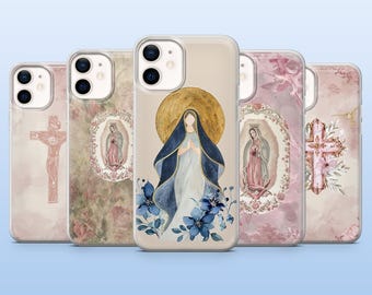 Catholic Phone Case Christian Virgin Mary Cover for iPhone 17Pro, 16, 15, 14, 13, 12, Samsung S25, S24, S23, S22, A16, A26, A56, Pixel 10, 9