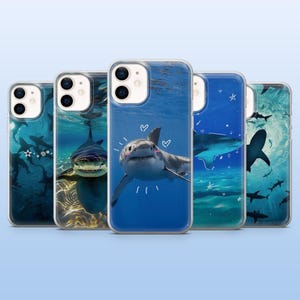 Shark Phone Case Ocean Marine Life Cover for iPhone 16 Pro, 15, 14, 13, 12, Samsung S25+, S23, S24, S22, A16, A55, Pixel 9Pro, 8A