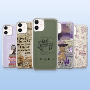 Book Phone Case Bookish Book Lover Cover for iPhone 16 Pro, 15, 14, 13, 12, Samsung S25+, S23Fe, S24Ultra, S22, A16, A55, Pixel 9Pro, 8A