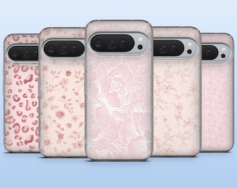 Capa de celular rosa claro com design minimalista e estético para Pixel 10, 10 Pro, 9, 9 Pro, 8A, 8, 7A, 6A, Samsung S25, S24Fe, S23, A16, iPhone 17, 16.