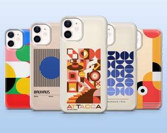 Bauhaus Style Phone Case Modern Abstract Art Cover for iPhone 17Pro, 16, 15, 14, 13, Samsung S25, S24, S23, S22, A16, A26, A56, Pixel 10, 9