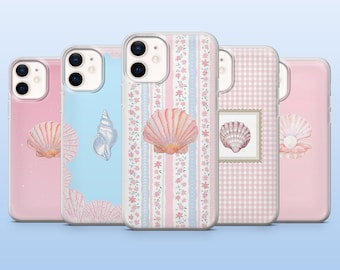 Seashell Phone Case Light Pink Beach Cover for iPhone 16 Pro, 15, 14, 13, 12, Samsung S25, S23Fe, S24Fe, S22, A16, A55, Pixel 9Pro, 8A