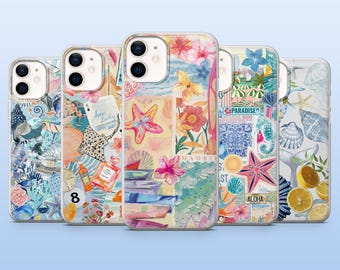 Sea Shell Phone Case Aquatic Sea Creature Cover for iPhone 16 Pro, 15, 14, 13, 12, Samsung S25, S23, S24Fe, S22, A16, A55, Pixel 9, 8