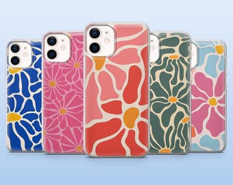 Groovy Flower Phone Case Abstract Floral Cover for iPhone 17Pro, 16, 15, 14, 13, Samsung S25, S24, S23Fe, S22, A16, A26, A56, Pixel 10, 9Pro