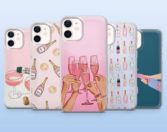 Champagne Phone Case Prosecco Party Cover for iPhone 17Pro, 16, 15, 14, 13, 12, Samsung S25, S24, S23Fe, S22, A16, A26, A56, Pixel 10, 9Pro