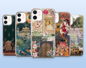 Mughal Phone Case Hindu Folk Art Cover for iPhone 17Pro, 16, 15, 14, 13, 12, Samsung S25, S24, S23Fe, S22, A16, A26, A56, Pixel 10, 9Pro