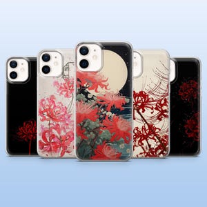 Red Lily Phone Case Floral Spider Lily Cover for iPhone 16 Pro, 15, 14, 13, 12, Samsung S25, S24Fe, S23, S22, A16, A55, Pixel 9 Pro, 8 A