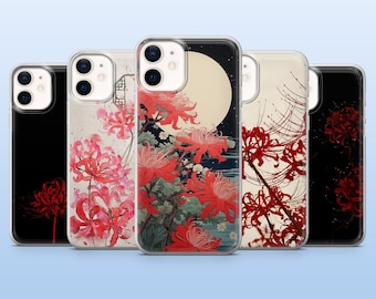 Red Lily Phone Case Floral Spider Lily Cover for iPhone 16 Pro, 15, 14, 13, 12, Samsung S25, S24Fe, S23, S22, A16, A55, Pixel 9 Pro, 8 A