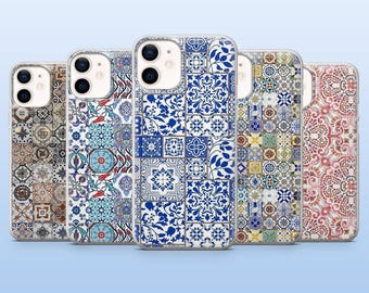 Moroccan Tile Phone Case Aesthetic Tile Art Cover for iPhone 17Pro, 16, 15, 14, 13, 12, Samsung S25, S24, S23Fe, S22, A16, A26, Pixel 10, 9