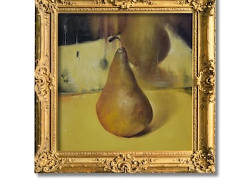 Original Artwork Oil Painting For Kitchen Decor & Fresh Food Art for Dining Room or Wall Decor | Still Life Painting | Hand-Painted Pear