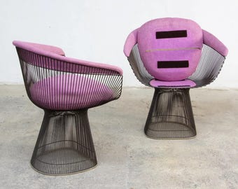 Pair Warren Platner Armchairs, Knoll 1974 Mid Century Modern Sculptural Seating