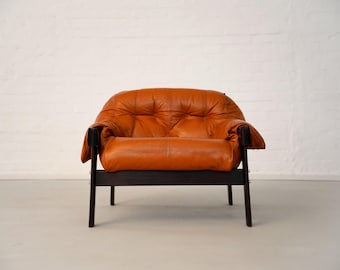 Percival Lafer MP-41 Lounge Chairs, Brazilian Mid Century Modern Leather Armchairs