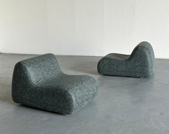 Pair Italian Mid Century Lounge Chairs 1970s, Modern Designer Armchairs Italy