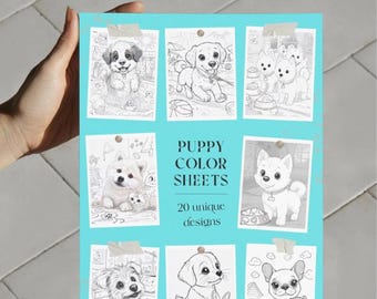Puppy Coloring Sheets 20 Designs • Dog Coloring Pages • Puppy Coloring Pages • Coloring Book • Kids Coloring • Instand Download