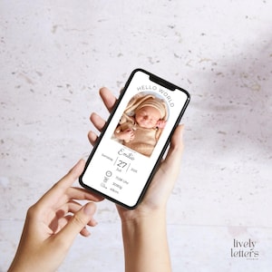Digitale Geburtskarte Babykarte zur Geburt | Personalisierbare Vorlage| PDF/JPG Download | Geburtsanzeige für Familie & Freunde