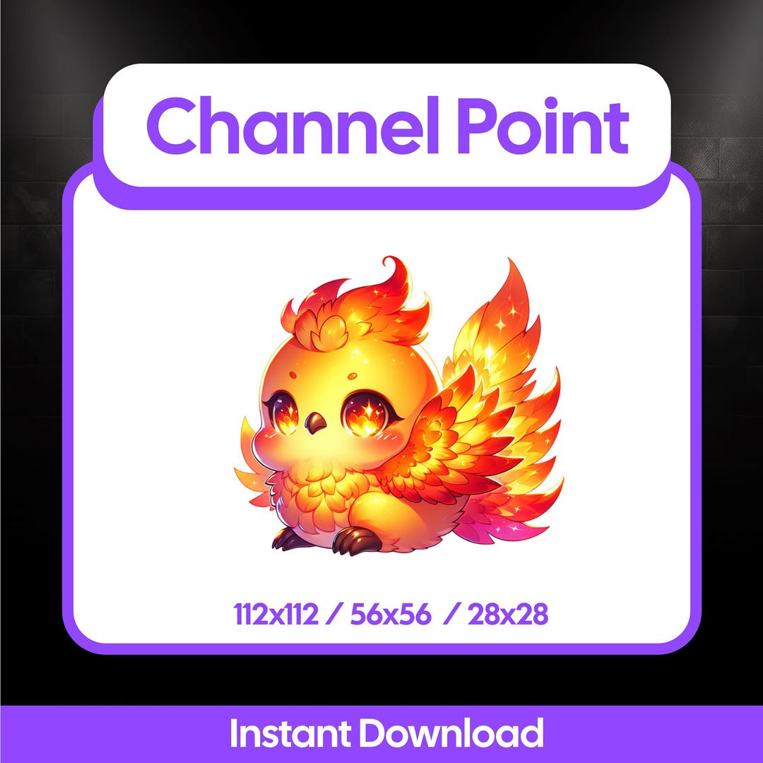 Phoenix Chick Channel Point Icon | Kawaii Fire Bird Twitch Reward ...