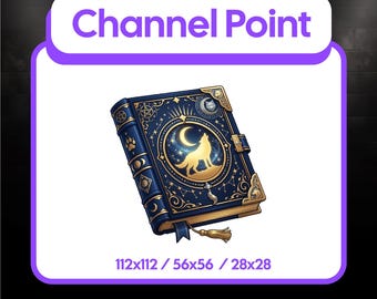 Moon Wolf Grimoire Channel Point Icon – Dark Fantasy Spellbook Emote (Digital Download)